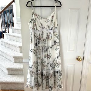 Torrid White Bird & Floral Print Maxi Dress